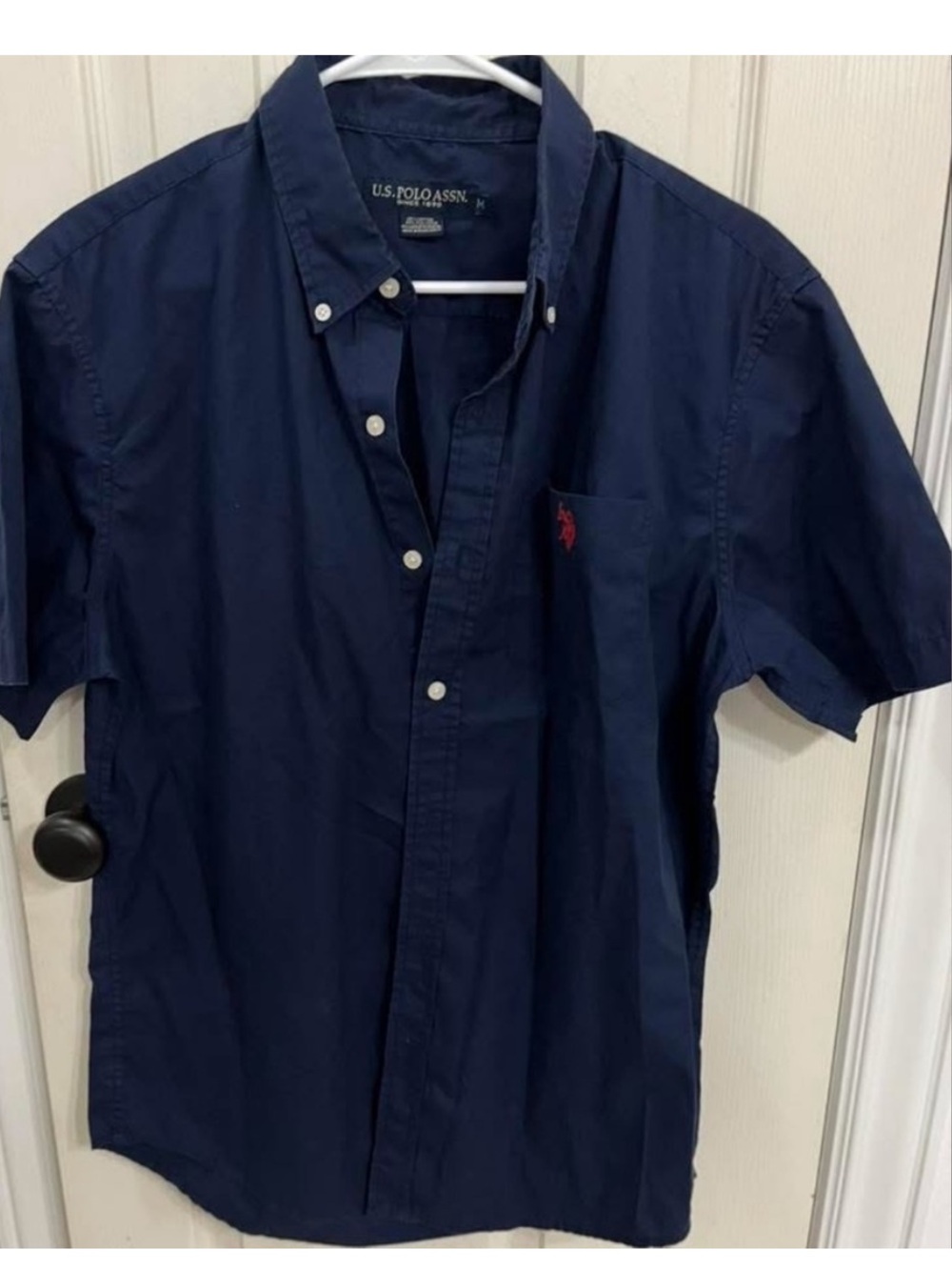 Mens navy blue button down top